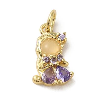 Brass Micro Pave Colorful Cubic Zirconia Glass Pendants