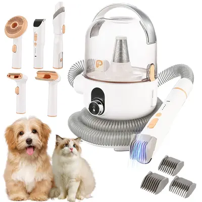 Garvee Pet Grooming Vacuum, 13.4Kpa Suction Power, 2 L Large Dust Cup Low Noise Dog Hair Remover , 5 Professional Grooming Ki...
