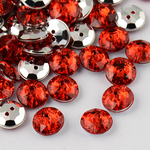 2-Hole Taiwan Acrylic Rhinestone Flat Round Buttons