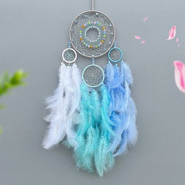 Woven Web/Net with Feather Decorations