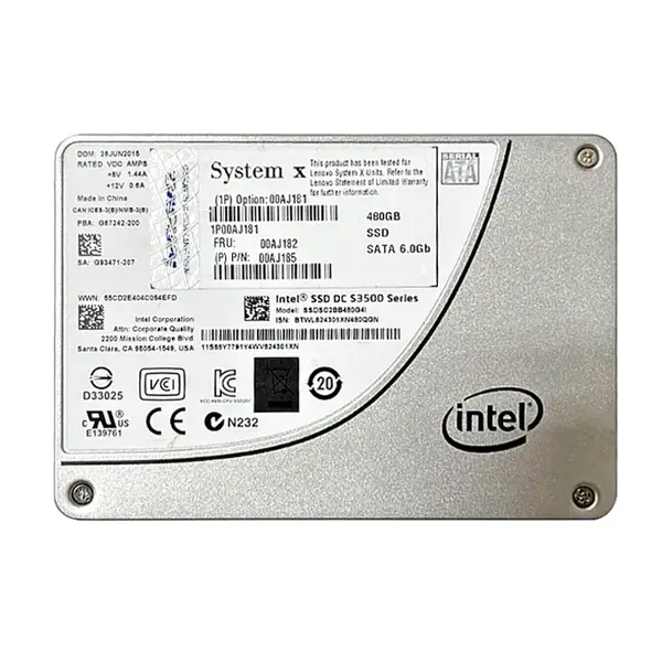 00AJ182 IBM 480GB Multi-Level Cell SATA 6Gb/s Hot-Swappable 2.5-Inch Solid State Drive