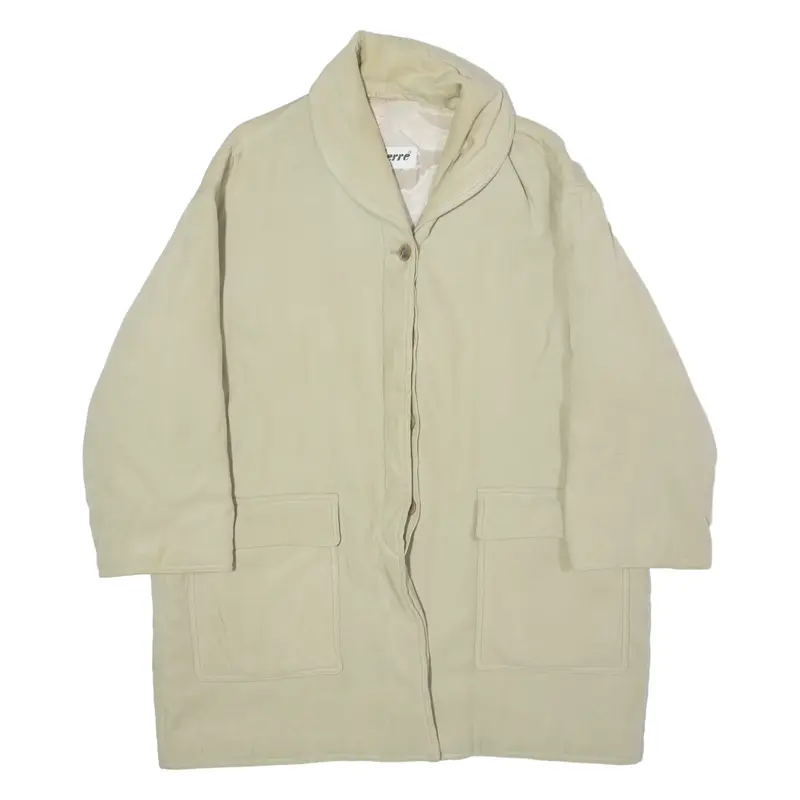 DONAIRE Womens Overcoat Coat Beige Velvet Viscose 90s UK 14