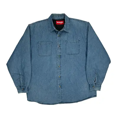 Wrangler Denim Shirt - Large Blue Cotton