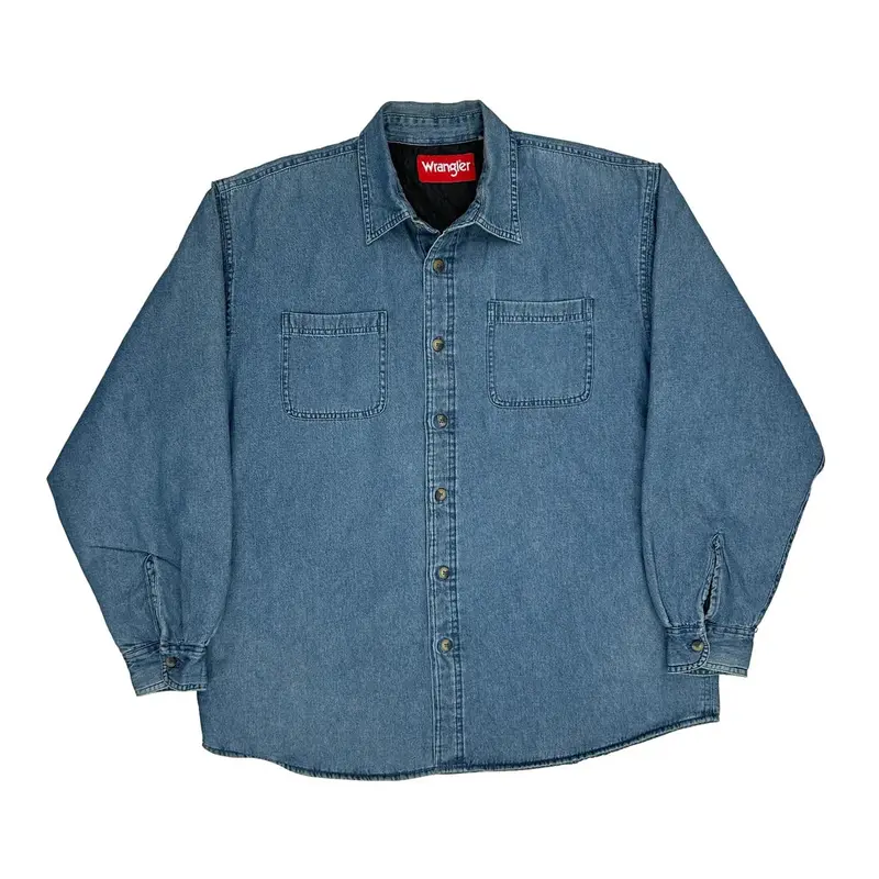 Wrangler Denim Shirt - Large Blue Cotton