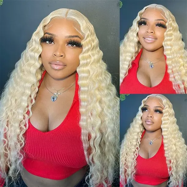 13x6 HD Lace Wig 613 Honey Blonde Hair Deep Wave Human Hair Wigs