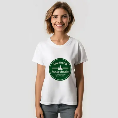 Green Retro Family Reunion Trip Pine Trees T-Shirt