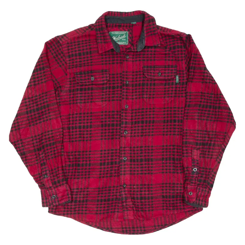 WOOLRICH Mens Flannel Shirt Red Check Long Sleeve L
