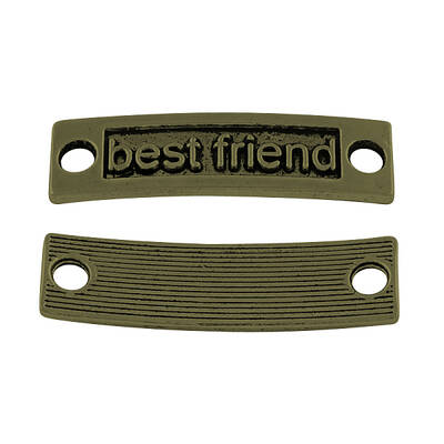 Rectangle with Word Best Friend Tibetan Style Alloy Links connectors