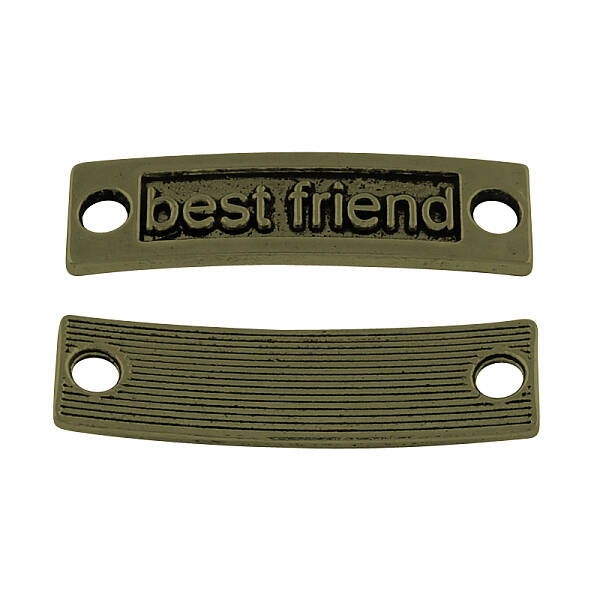 Rectangle with Word Best Friend Tibetan Style Alloy Links connectors
