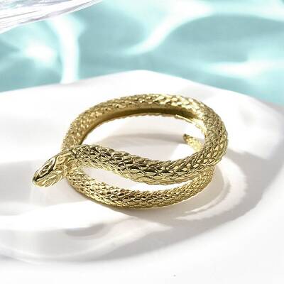 304 Stainless Steel Snake Wrap Cuff Rings for Women