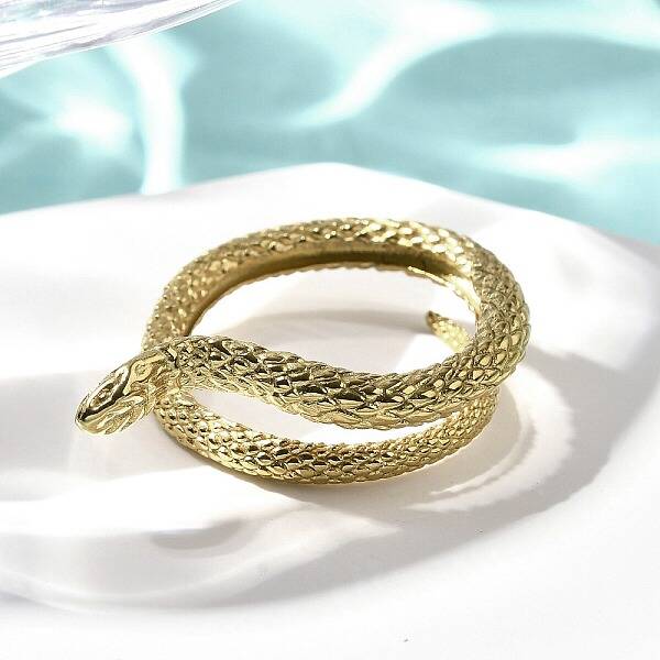 304 Stainless Steel Snake Wrap Cuff Rings for Women