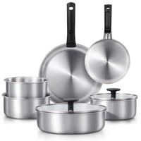 [Official] CAROTE 10/14pcs Pots and Pans Set, Stainless Steel Kitchen Cookware Set Detachable Handle, Induction Cookware Sets...