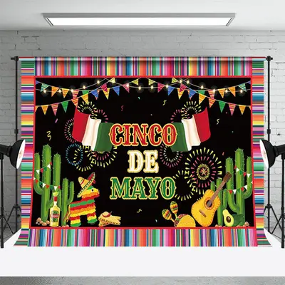 Mexico Cinco De Mayo Floral Mexican Fiesta Party Backdrop - Aperturee