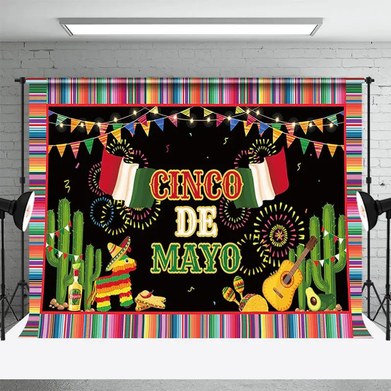 Mexico Cinco De Mayo Floral Mexican Fiesta Party Backdrop - Aperturee