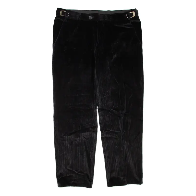 Mens Corduroy Trousers Black Regular Tapered W38 L30