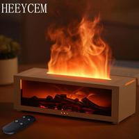 HEEYCEM Simulated Fireplace Flame Humidifier, USB Powered Atomizing Mist Maker with Night Light, Timer, Auto Shut-Off Humid...