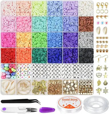 6000 Pcs Clay Beads for Friendship Bracelet Kit, 6mm Polymer Flat Round Beads Heishi Beads Jewelry Making