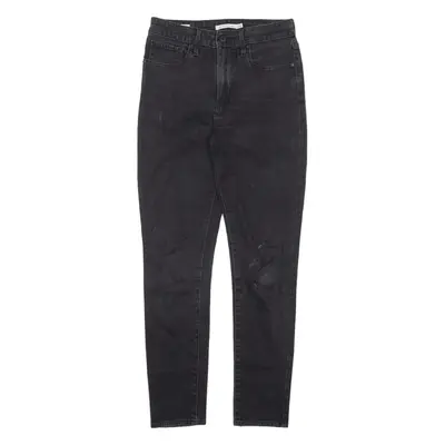 LEVI'S Premium Big E 721 High Rise Jeans Black Denim Slim Skinny Womens W27 L28