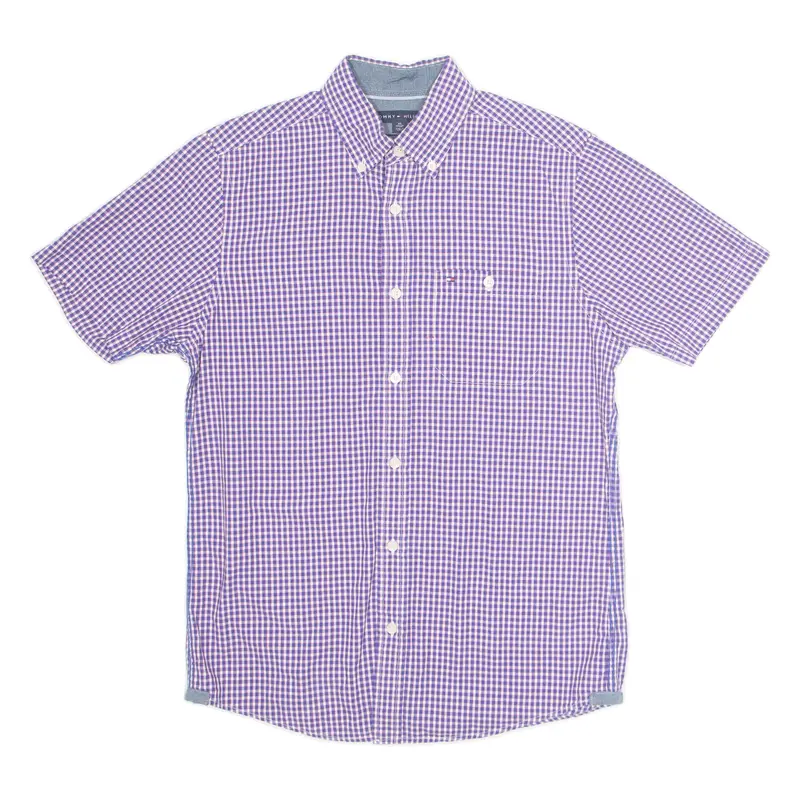 TOMMY HILFIGER Custom Fit Mens Shirt Purple Check XS
