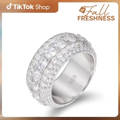 【#R60 】UCCIYO Fine Jewelry VVS1 Synthetic Moissanite Rings For Men Hip Hop Pave Setting S925 Sterling Silver Rings Hip Ho...