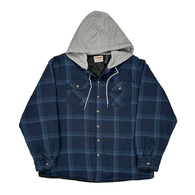 Wrangler Checked Jacket - XL Blue Cotton