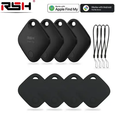 Rsh Tracker Smart Tag Lost Alarm Bundle Pack, Compatible with Apple Find My/google Find HUB, Includes 4 Tags + Silicone Cases...