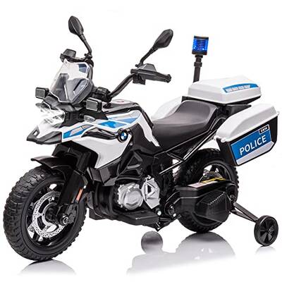 Garvee Ride P Series 12V BMW Police Motorcycle for Kids: 2 Speeds, LED Headlights, Spring Suspension, MP3, Music, Training Wh...