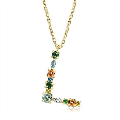 Brass Micro Pave Cubic Zirconia Pendant Necklaces