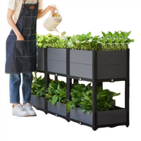 DIY Raised Garden Bed Weatherproof Stackable Planter Box for Flowers Herbs Vegetables UV Resistant Frost Proof No Tools Neede...