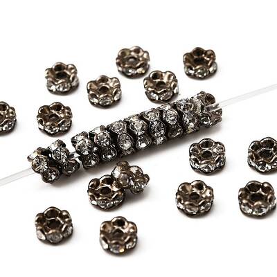 Flower Brass Crystal Rhinestone Bead Spacers
