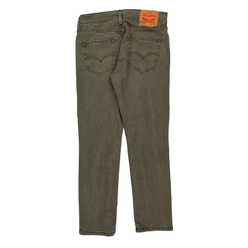 Levis Slim Fit Jeans - 32W 29L Khaki Cotton Blend