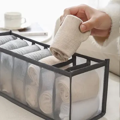 Multi-grid Underwear Organizer, 1 Count Summer Foldable Clothes Storage Box, Household Space-saving Underwear & Socks Storag...