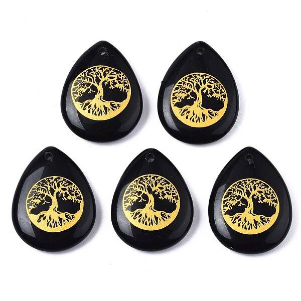 Natural Black Stone Pendants