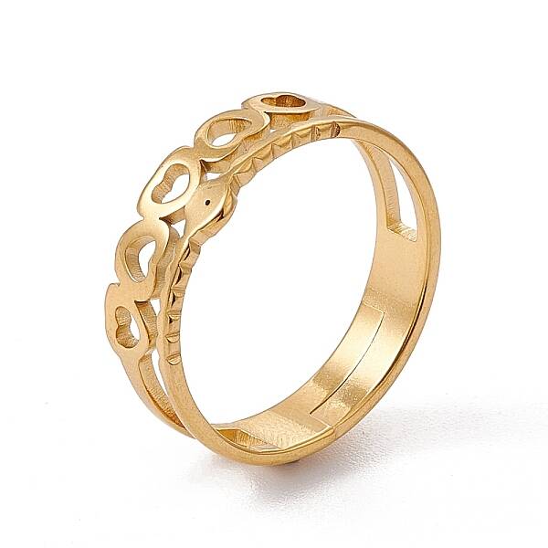 Ion Plating(IP) 201 Stainless Steel Hollow Out Heart with Evil Eye Finger Ring for Women