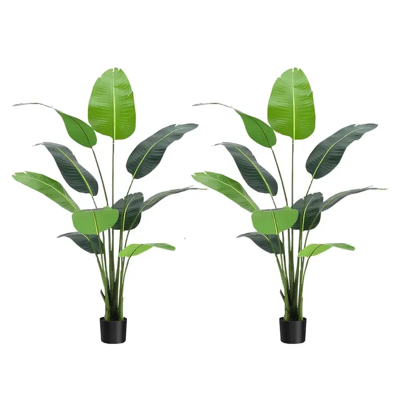 Garvee 5ft Bird of Paradise Artificial Tree with 10 Trunks, Adjustable Shape, Durable Cement Pot, Faux Banana Plant for Indoo...