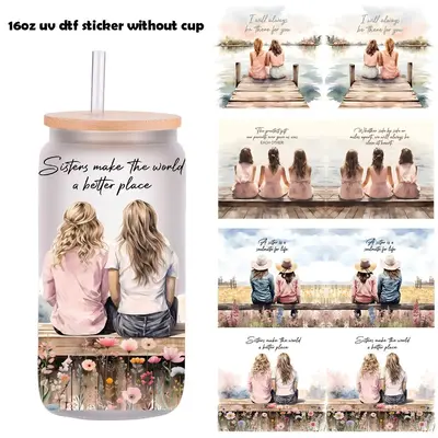 4pcs/set Sisters Picture Uv Dtf Cup Wraps Decals Transfer Printing Waterproof Self-adhesive Stickers