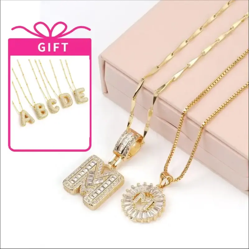 YSTT 2 Pack Initial Letter Pendant Necklaces with Zircon Stones for Women, Fashion Jewelry for Parties & Birthdays with Gift ...