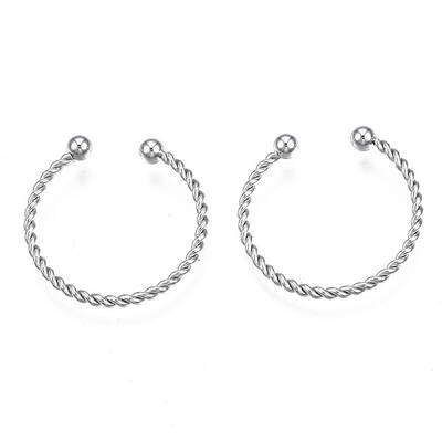 Non-Tarnish 304 Stainless Steel Twist Rope Cuff Ring