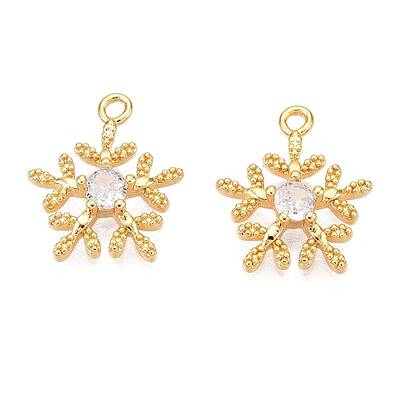 Christmas Theme Brass Micro Pave Clear Cubic Zirconia Charms