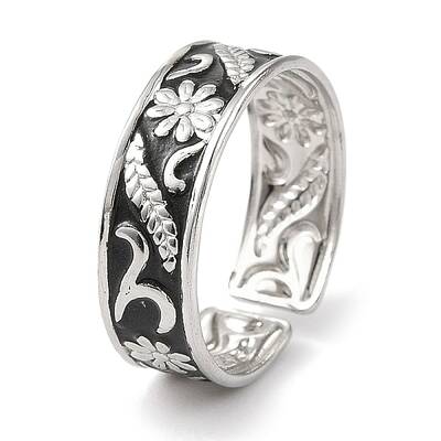 304 Stainless Steel Enamel Open Cuff Rings for Women
