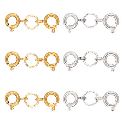 6Pcs 2 Colors 304 Stainless Steel Spring Ring Clasps