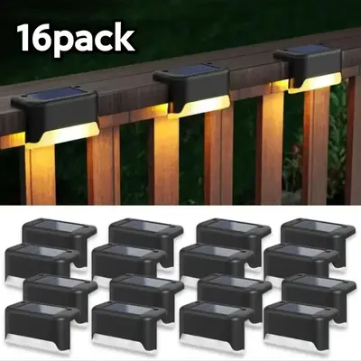 Solar Deck Lights Outdoor 16 Pack, Solar Step Lights Waterproof Led Solar lights for Outdoor Stairs, Step , Fence, Yard, Pati...