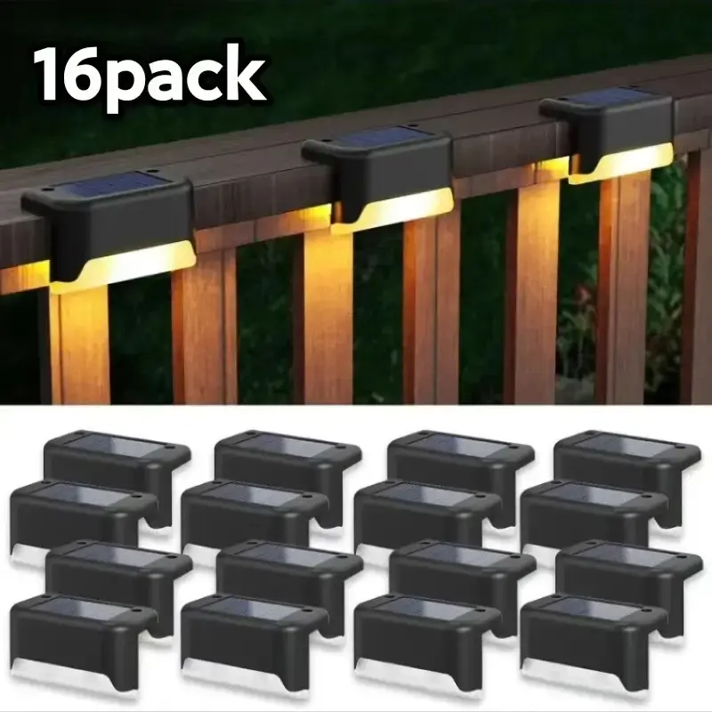 Solar Deck Lights Outdoor 16 Pack, Solar Step Lights Waterproof Led Solar lights for Outdoor Stairs, Step , Fence, Yard, Pati...