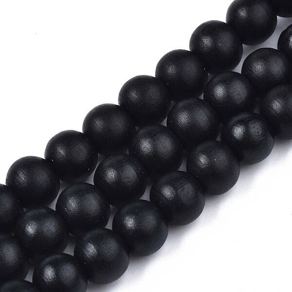 Painted Natural Wood Beads Strands