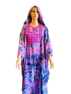 African Dress Fluide Soft Fabric Maxi Art Dress with Scarf Long Dress One Size Fits S to XL Machine Washable Casual Women's W...