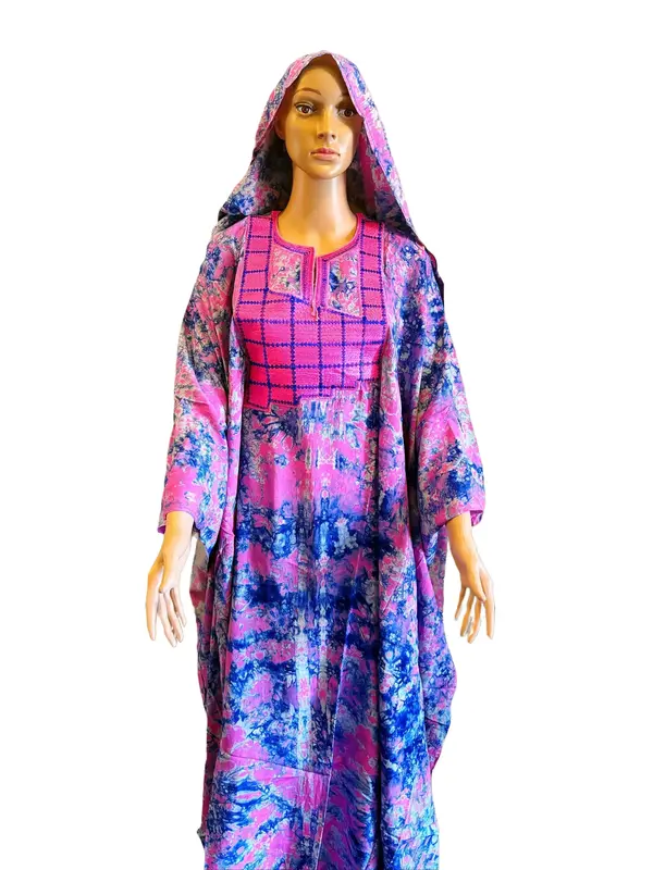 African Dress Fluide Soft Fabric Maxi Art Dress with Scarf Long Dress One Size Fits S to XL Machine Washable Casual Women's W...