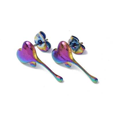 Ion Plating(IP) 304 Stainless Steel Melting Heart Stud Earrings for Women