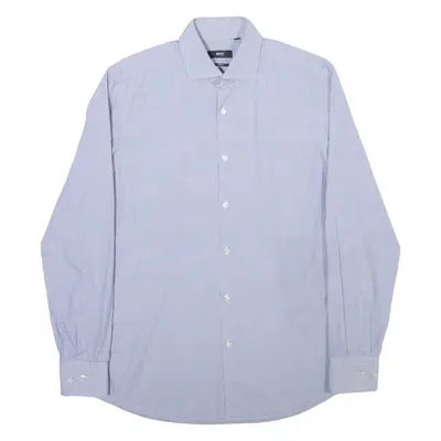 BOSS Slim Fit Mens Shirt Blue Striped Long Sleeve M