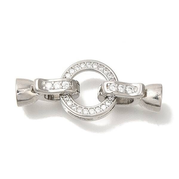 Brass Micro Pave Clear Cubic Zirconia Fold Over Clasps
