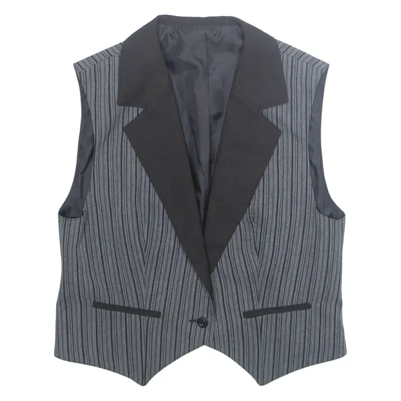 Mens Waistcoat Grey Striped M